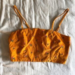 Corduroy Crop Top with Pink Roses